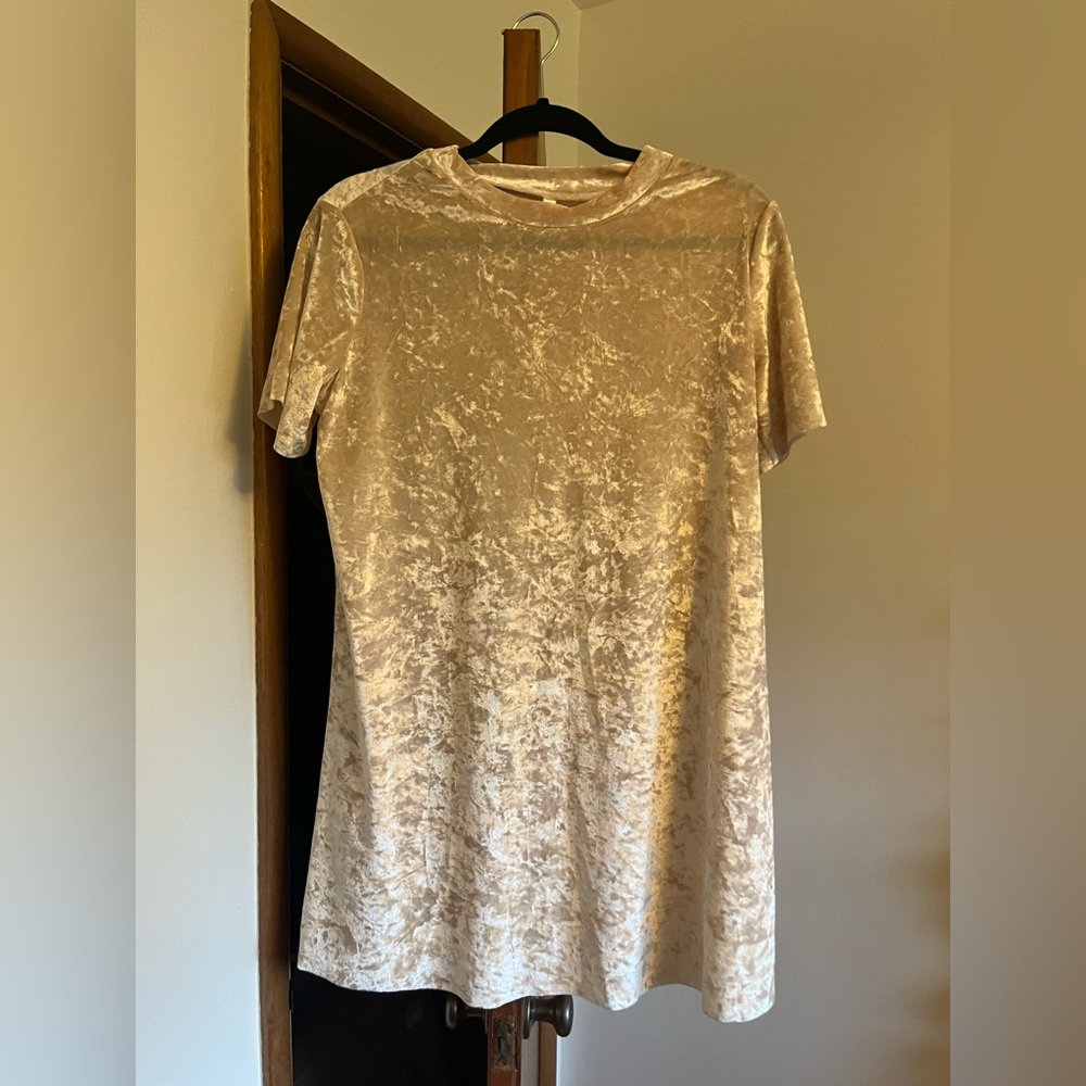 Light Pink Velvet T-Shirt Dress